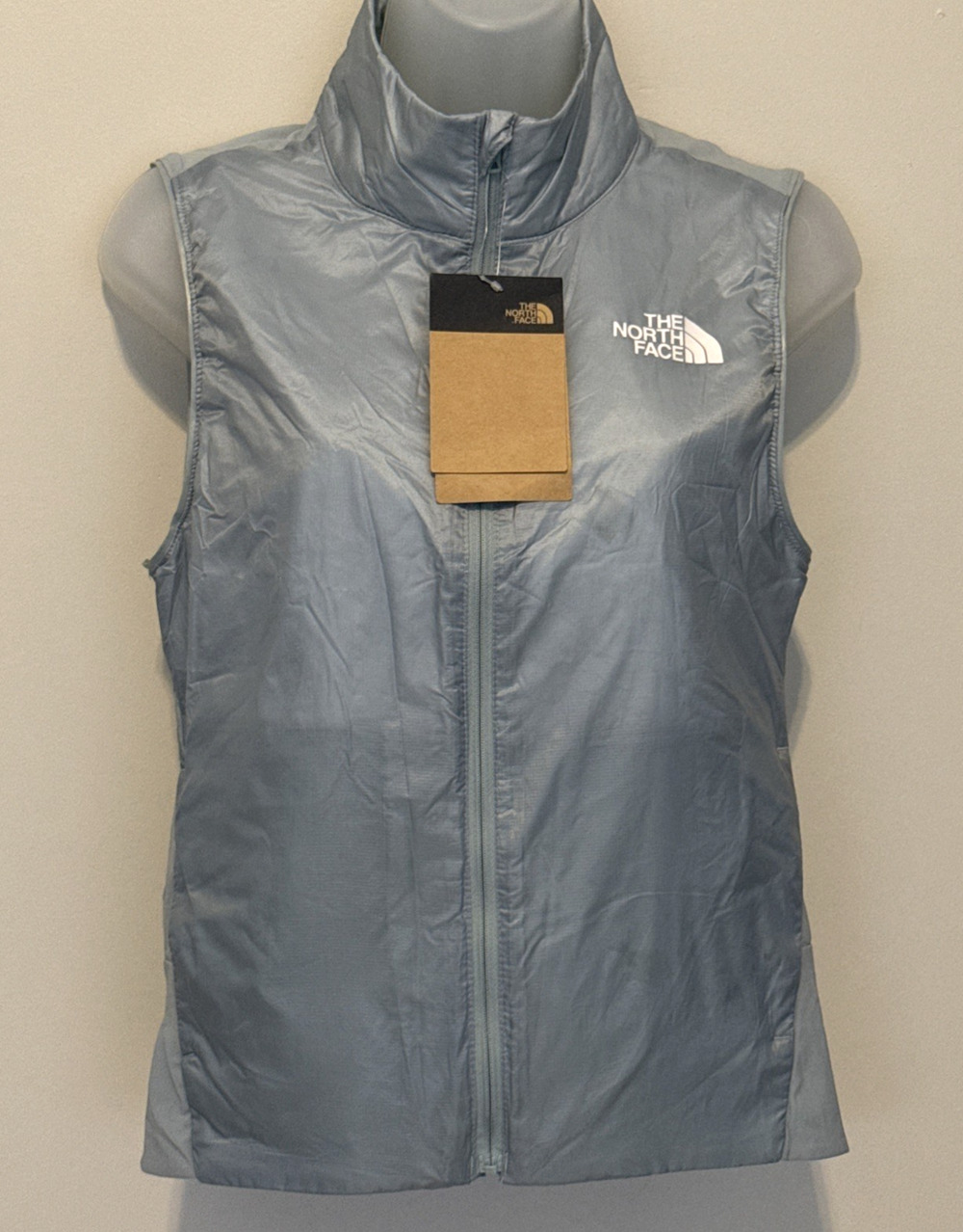 North Face Women’s Small Winter Warm Insulated Vest Silver Blue Lightweight NWT